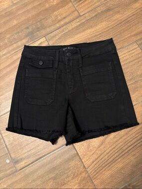 Judy Blue Black High-Rise Frayed Hem Denim Shorts